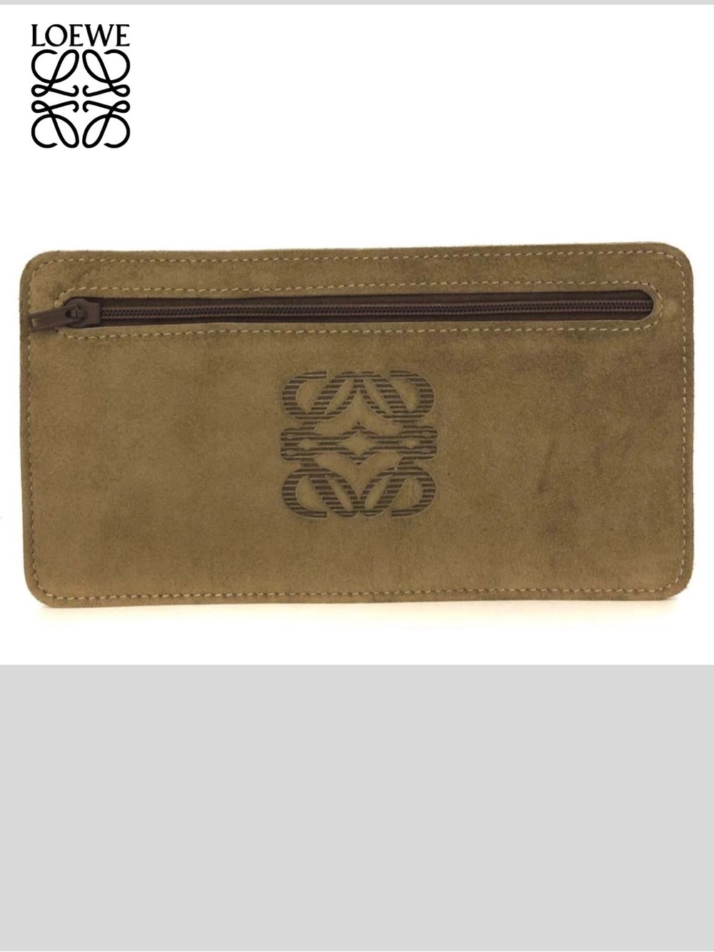 LOEWE Anagram Suede Leather Flat Pouch